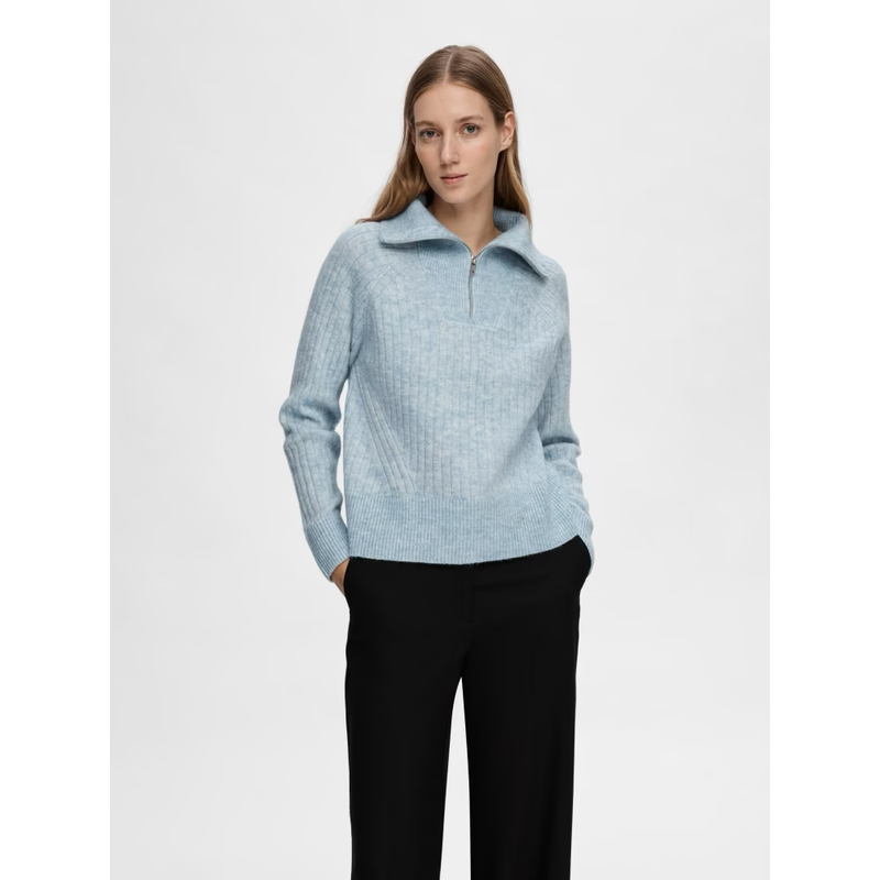 SLFLulu Mika Half Zip Ls Knit-cashmere blue