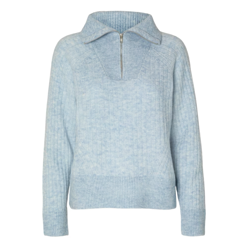 SLFLulu Mika Half Zip Ls Knit-cashmere blue