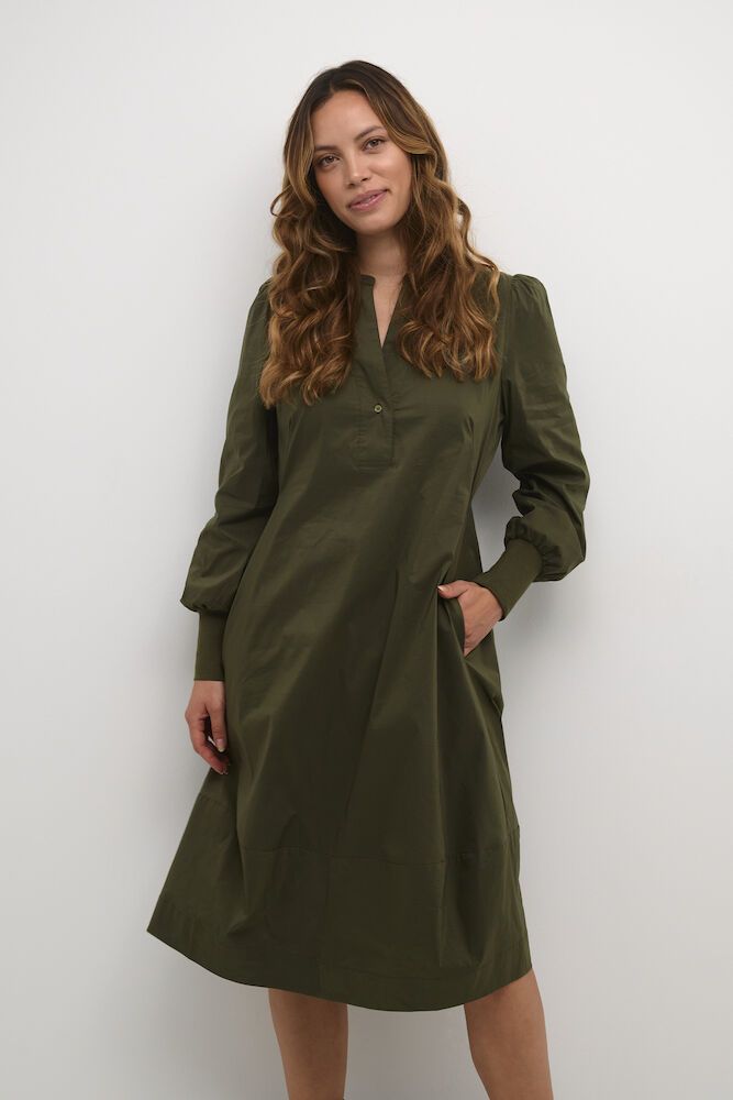 Cuantoinett Rib Dress-burnt olive